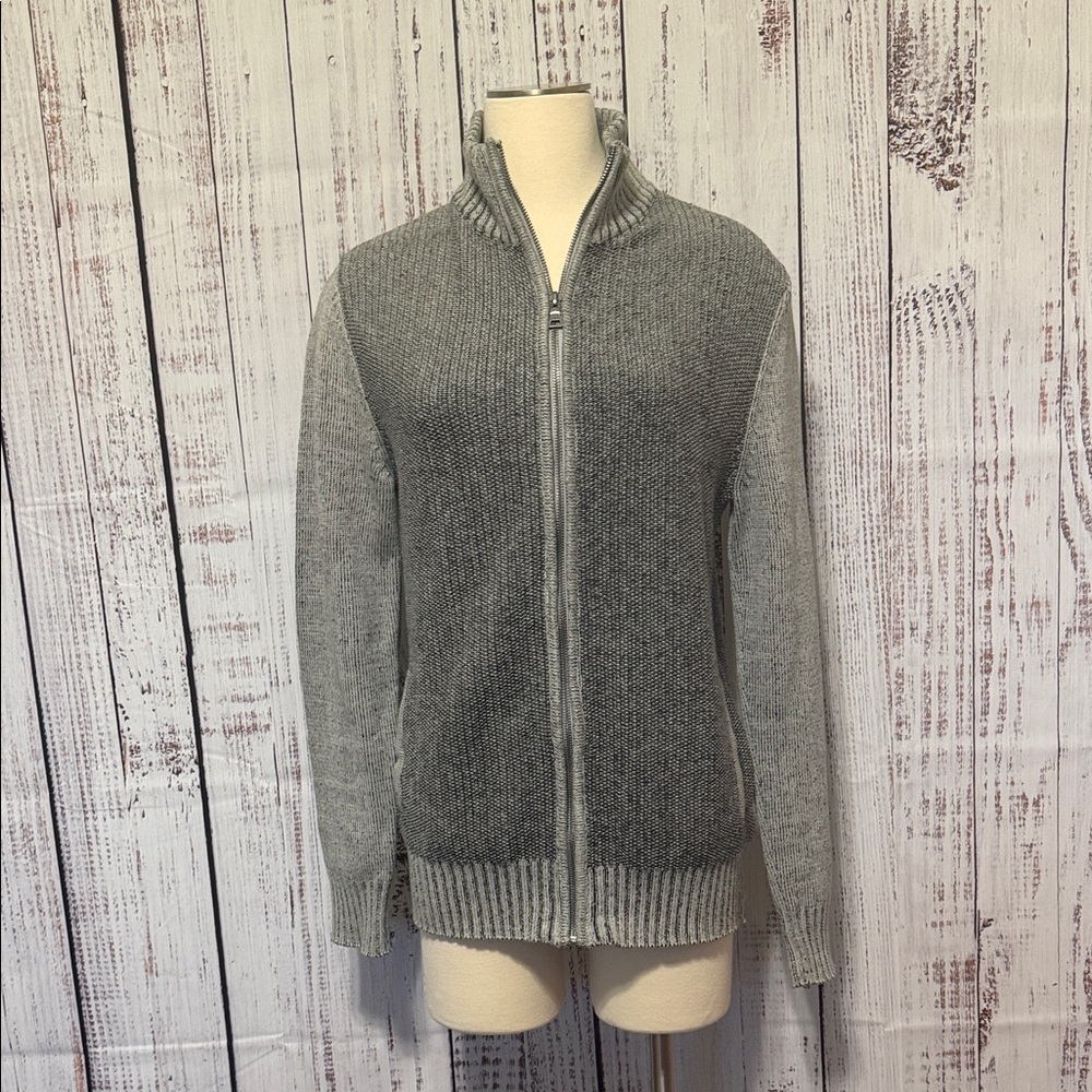 Guess Men's Heather Gray Zip-Up Sweater‎